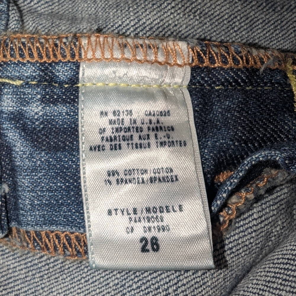 Y2K Dark Wash Low Rise Bootcut Jeans With Gold Rhinestone - Picture 8 of 9